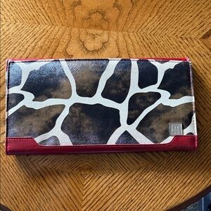 Red and Brown Giraffe Print Wallet
